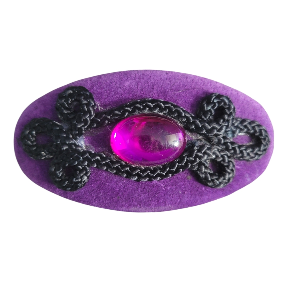 Purple Hair Clip with Pink Gem